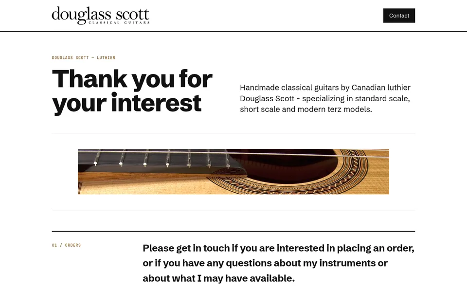 Concept redesign of the Scott Classical Guitars website