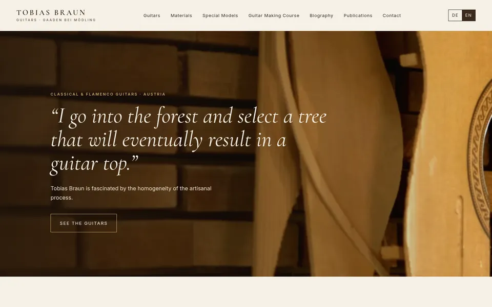 Concept redesign of the Tobias Braun Guitars website