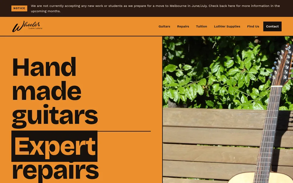 Concept redesign of the Wheeler Guitars website